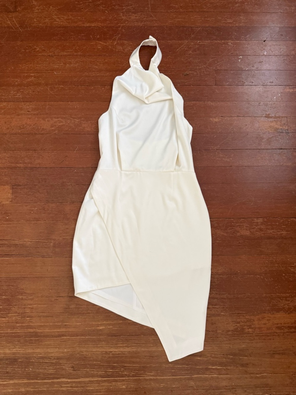 Elliatt Cream Asymmetrical Halter Dress